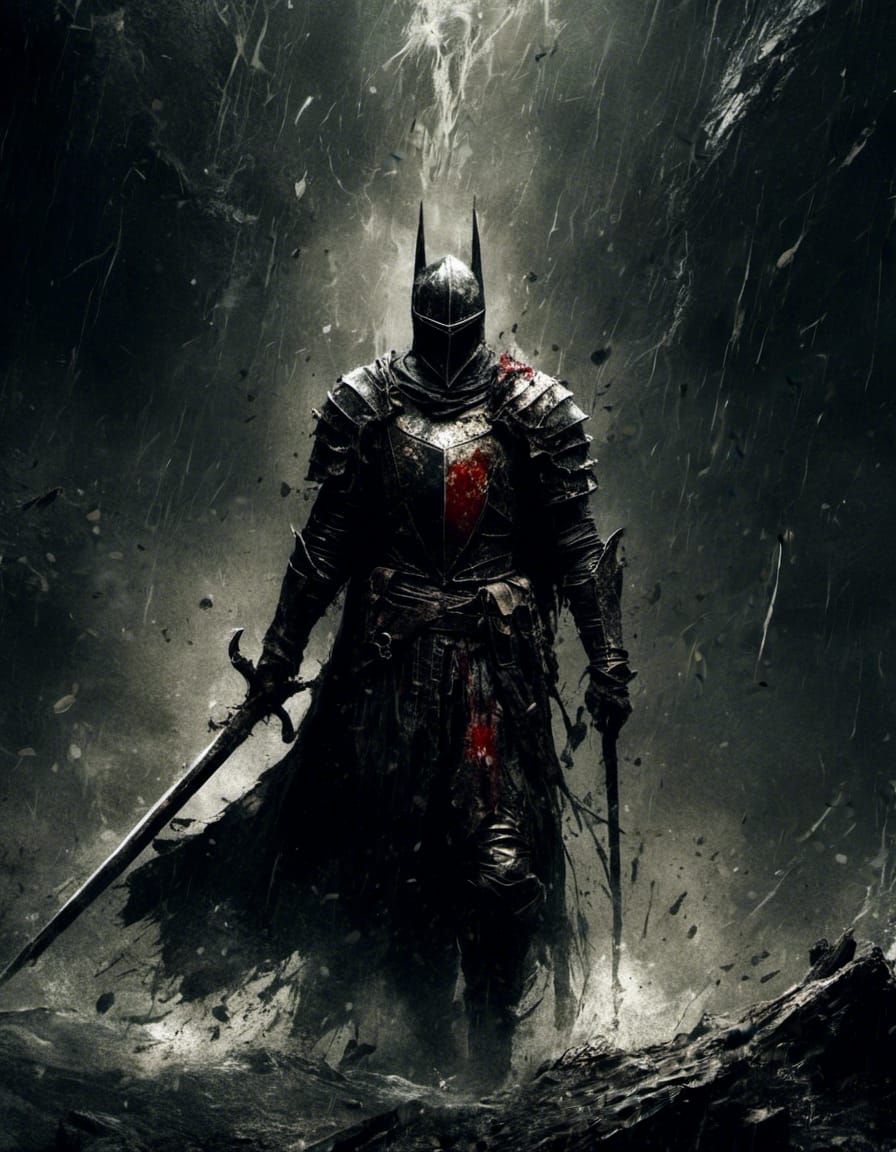 Gritty Black Knight in Macabre Style