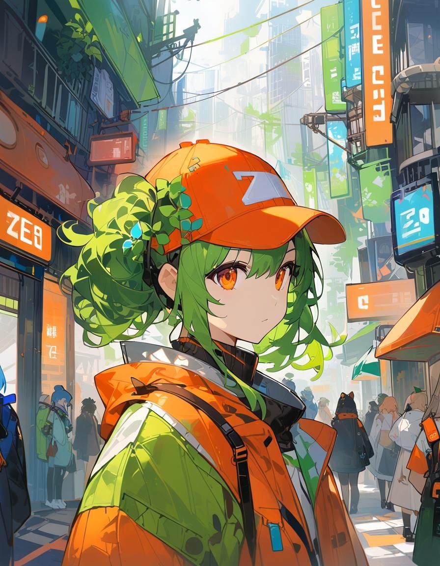 Retrofuturistic Street Fashion Girl in New Eridu Style