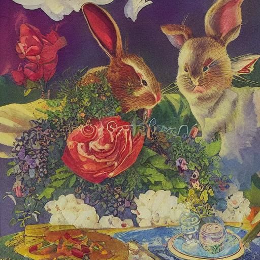 Peppermint Rabbit and Gummy Vampire in Watercolor