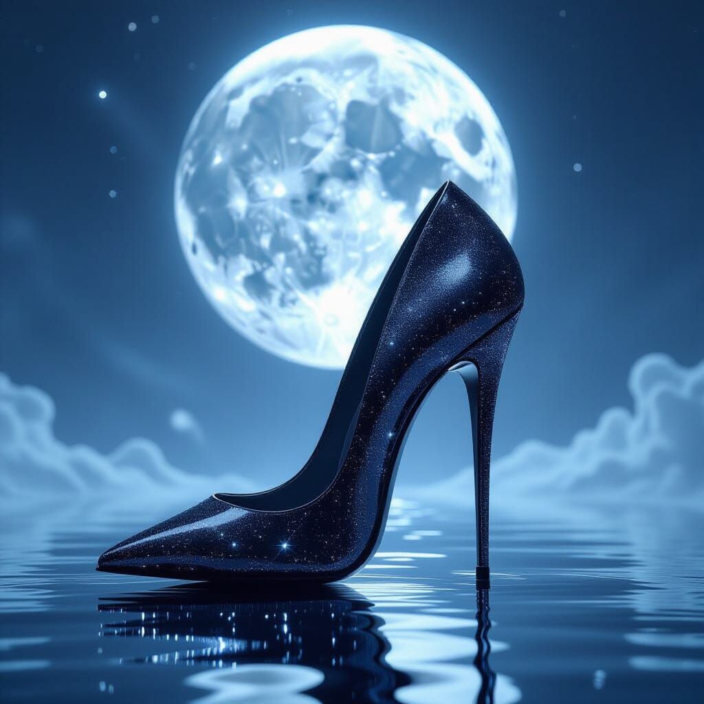Obsidian Stiletto Heel in Cosmic Void