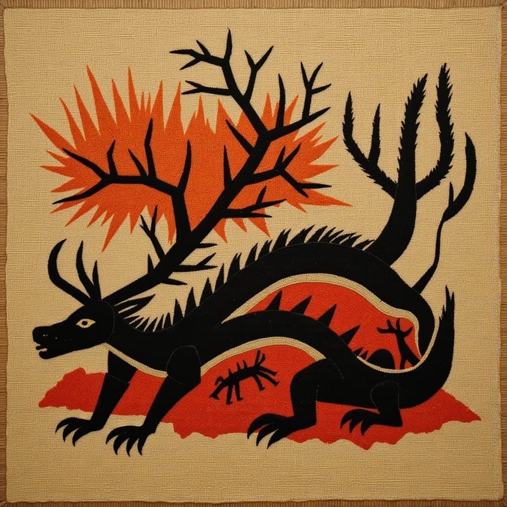 Stone Age Silhouette of a Chinese Dragon