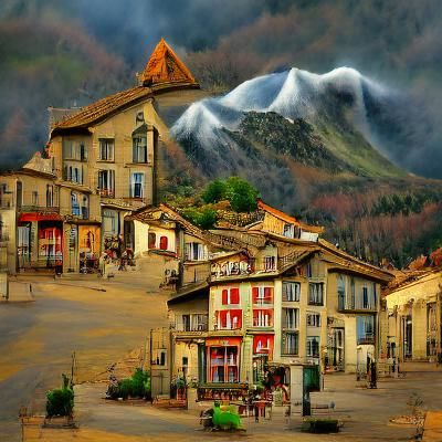Picturesque Mountain Town in the Pyrenees