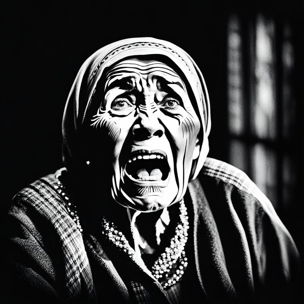 Distressed Woman's Portrait in Dramatic Lighting