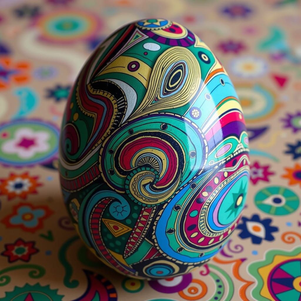 Surreal Geometric Easter Egg in Bold, Vibrant Hues
