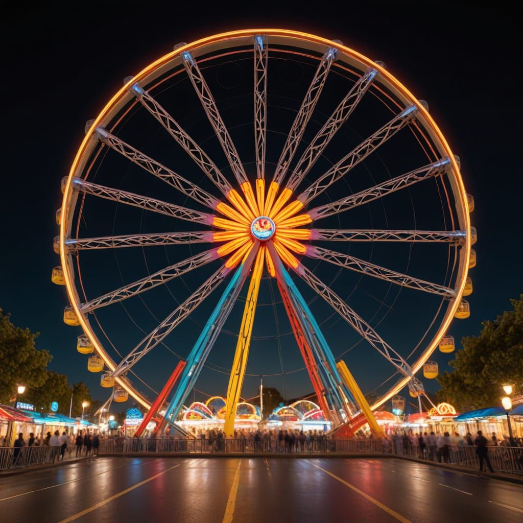 Abstract Ferris Wheel Lights in Long Exposure Photography