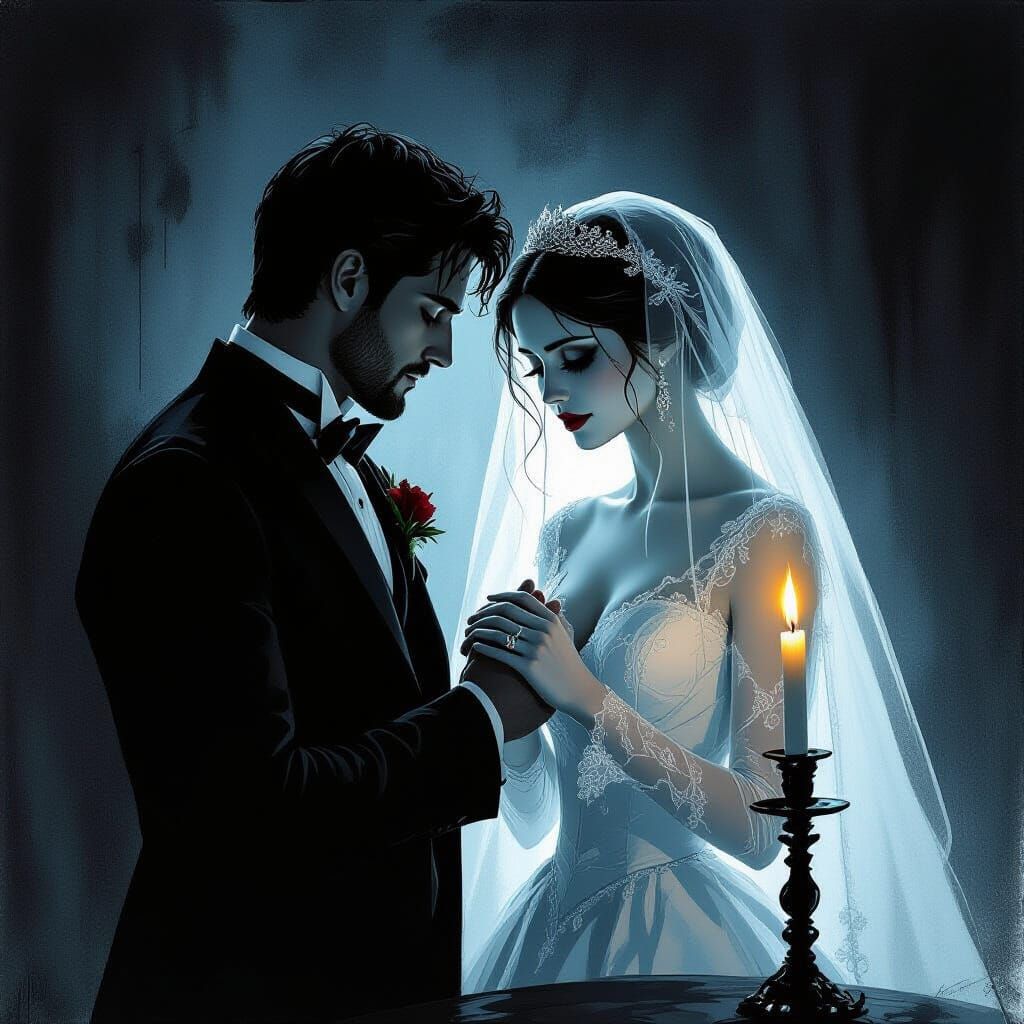 Ghostly Bride and Human Husband on Valentine's Date