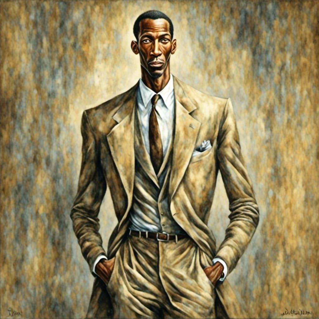 Elegant African American Man in Oil Painting Style
