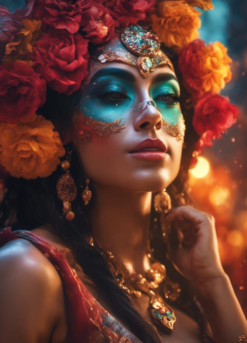 Día de los Muertos Woman with Sugar Skull Makeup