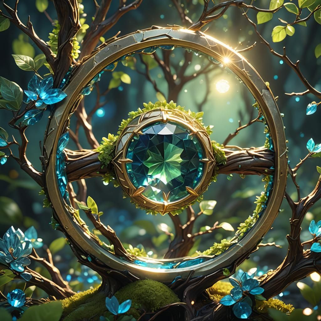 Tree Gem Inside Ring: Fantasy Crystal Art