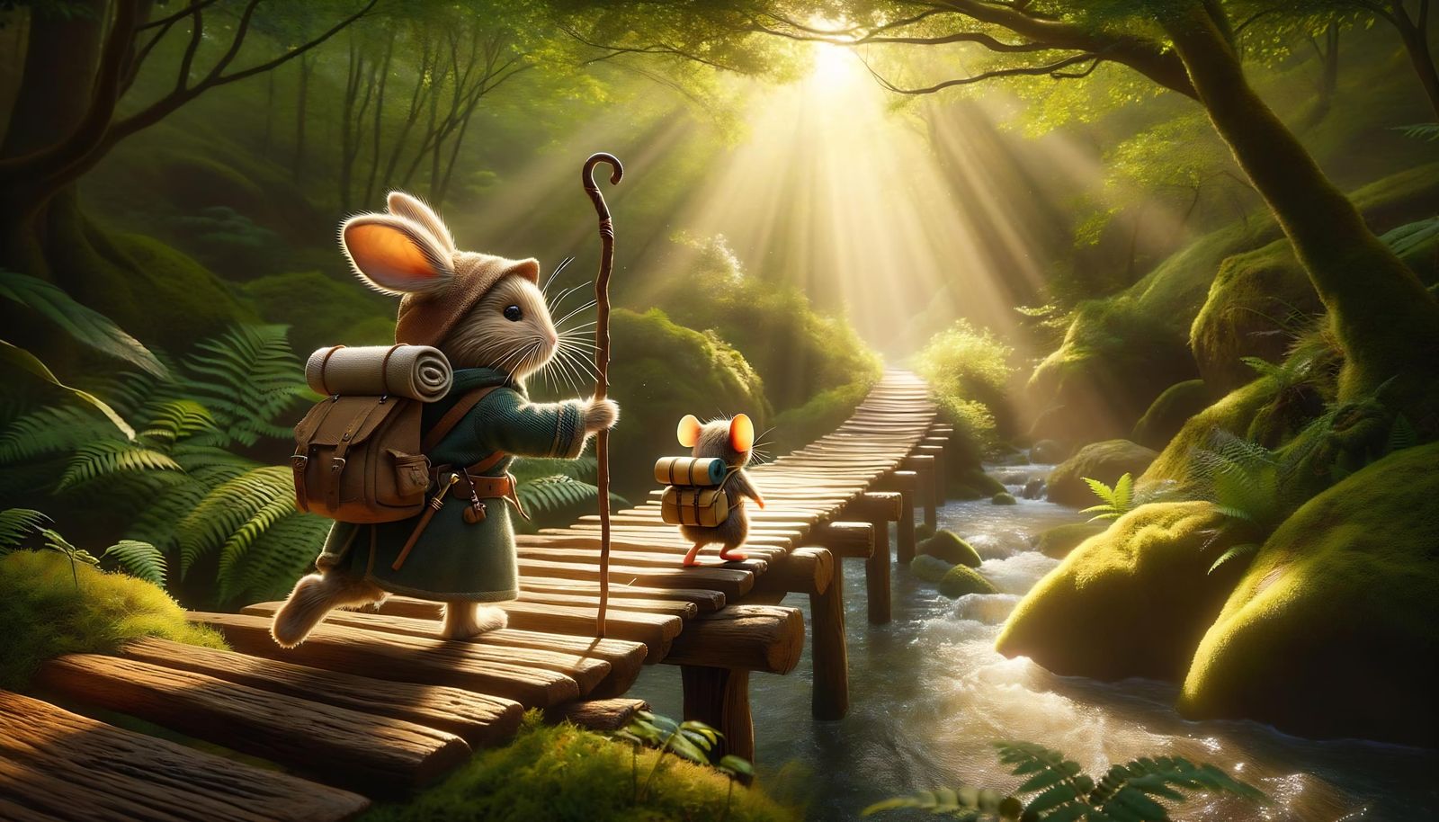 Whimsical Forest Adventure with Rabbit and Mouse