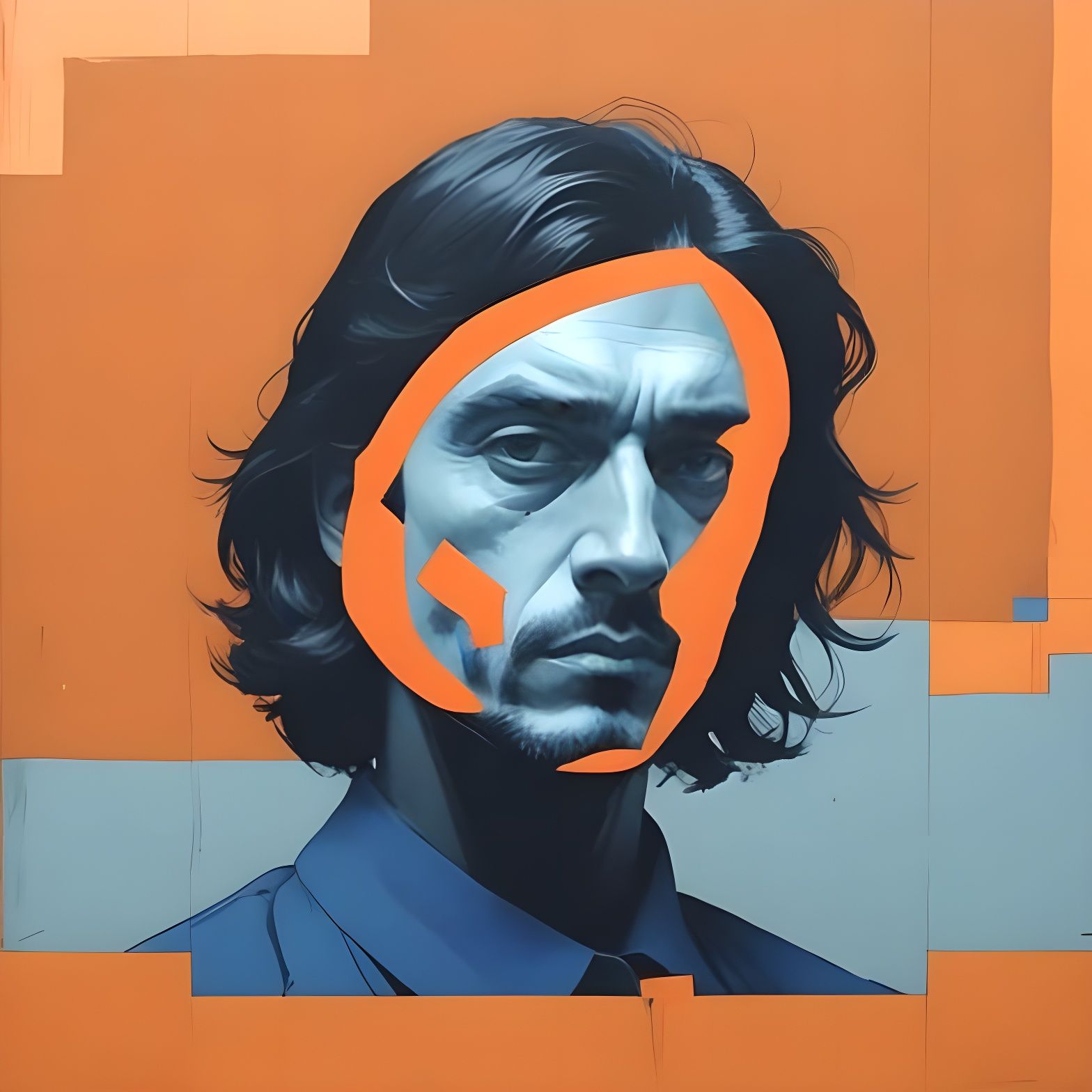 Frowning Graphic Designer in Pencil Drawing Style