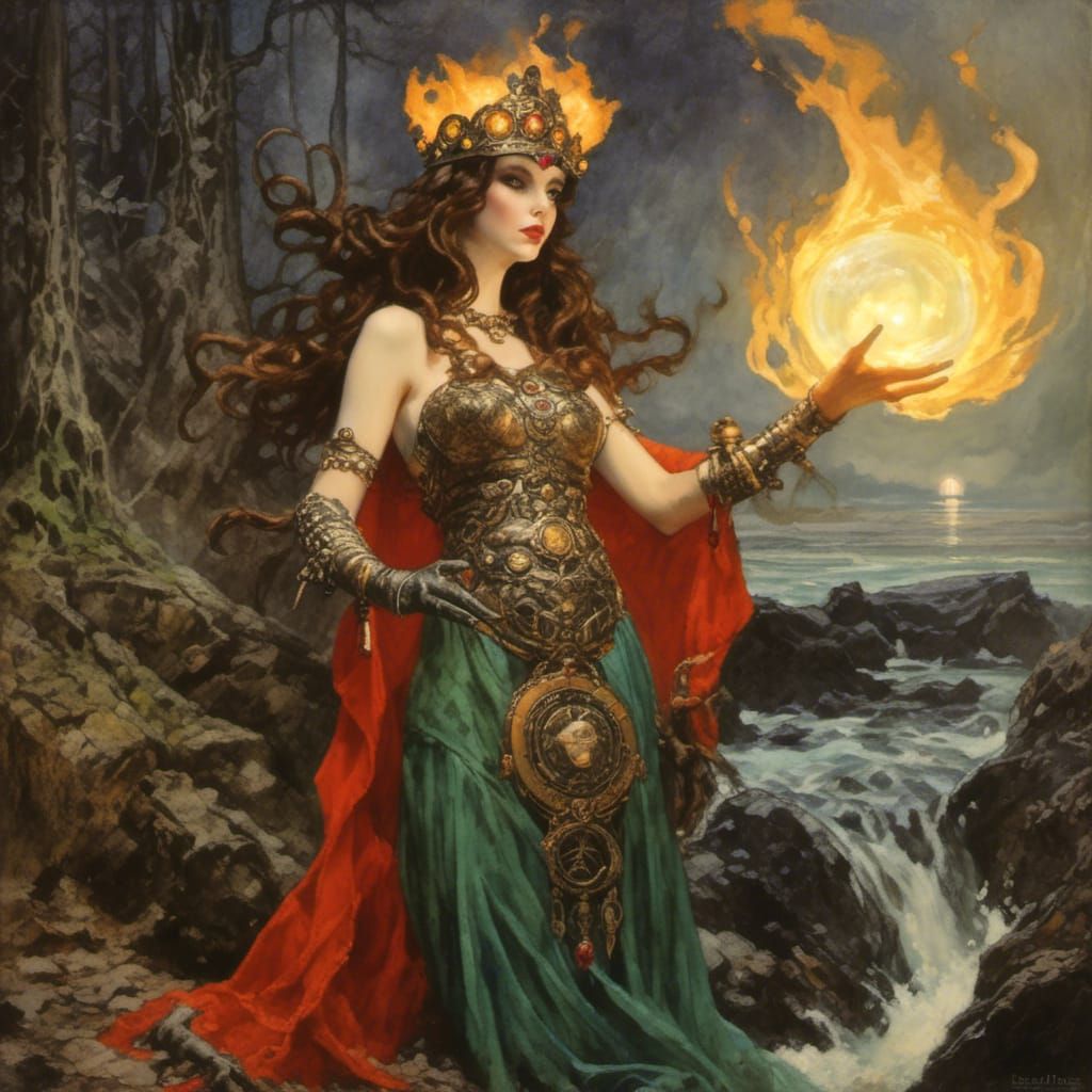 Surreal Composition in Vintage Folk Art Style