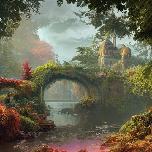 Fantasy Realm Scene in Vibrant Colors
