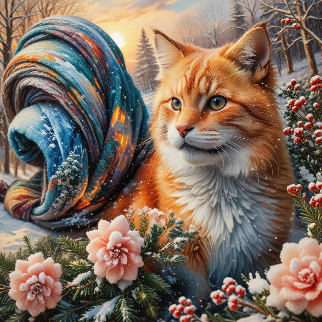 Winter Wonderland Collage in Impasto Style