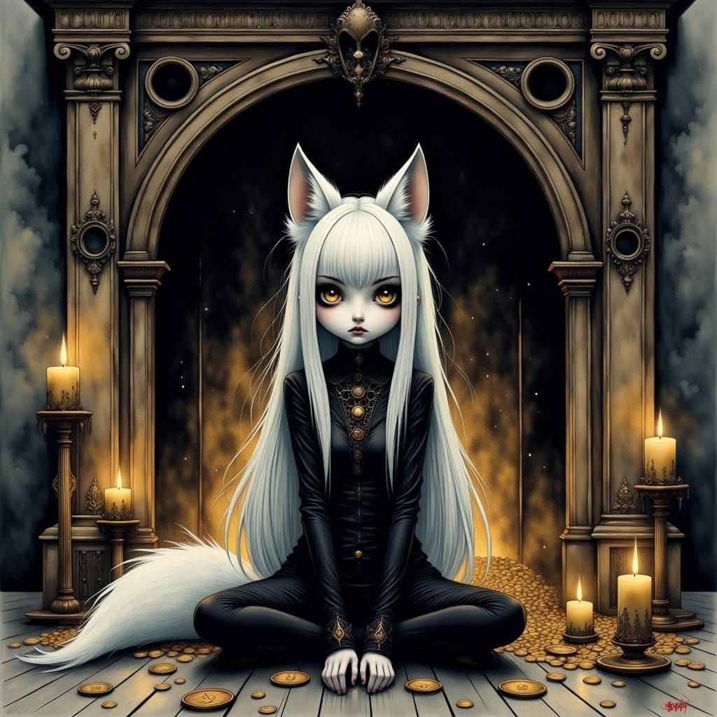 Magica De Spell: Dark Watercolor Anthropomorphic Fox