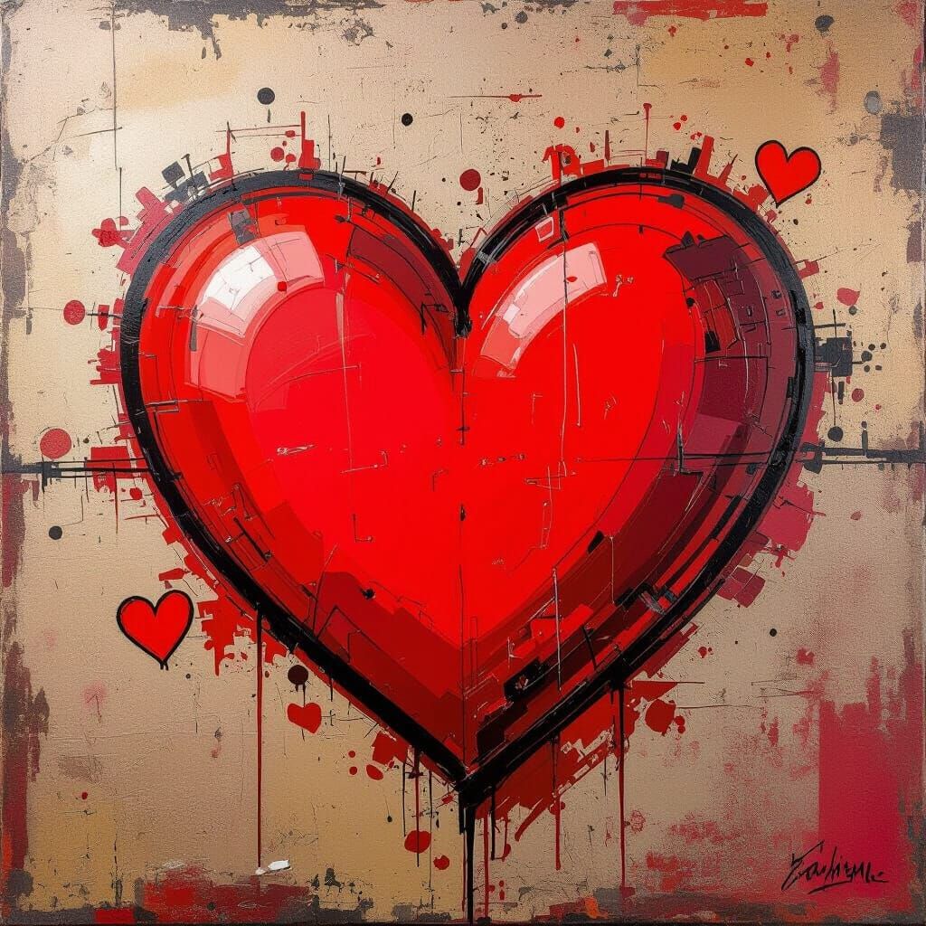 Expressive Red Heart Symbolizing Love in Pop Surrealism