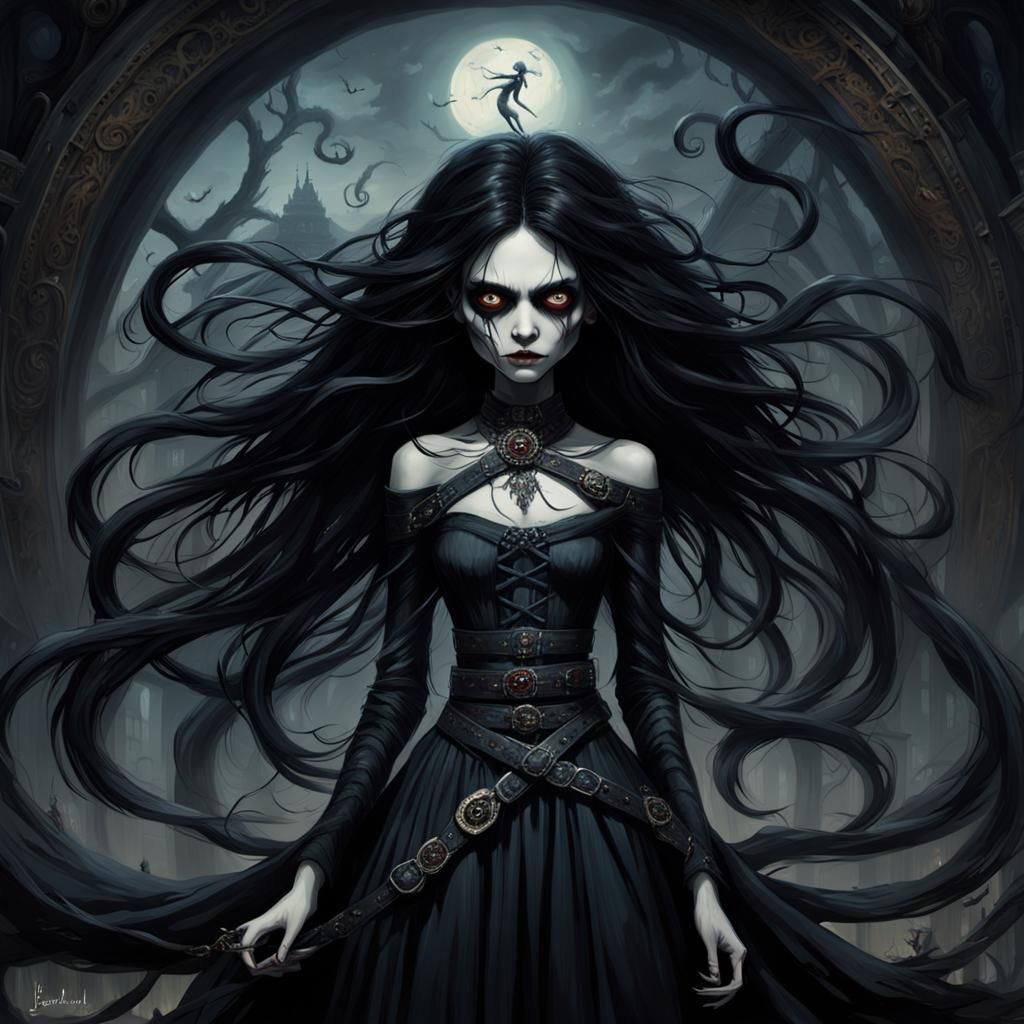 Ghoul Woman in Dark Magic Cinematic Setting