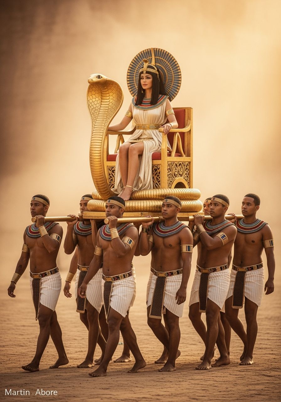 Majestic Egyptian Queen on Cobra Throne
