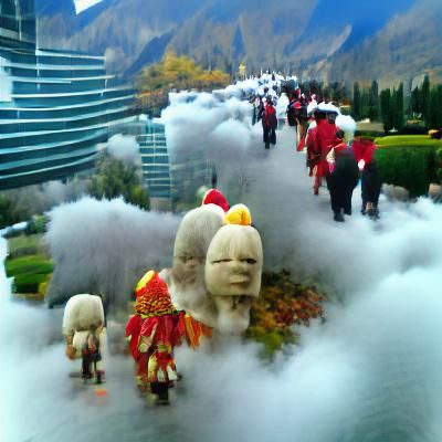 Ethereal Cloud People of Shangri-La Landscape