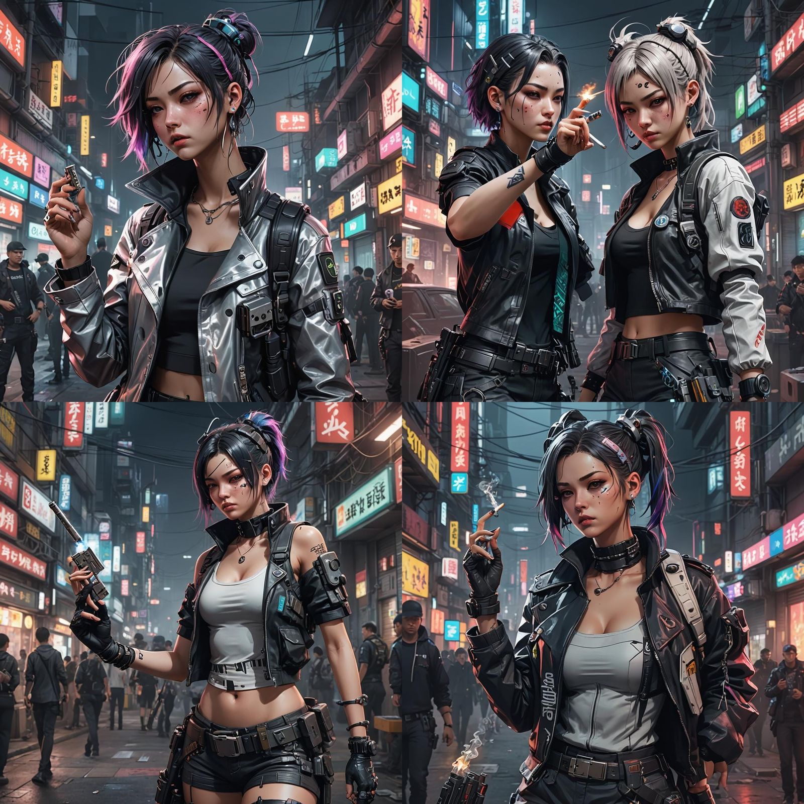 Cyberpunk Criminal Babe Holding Hostage: 3D Anime Art