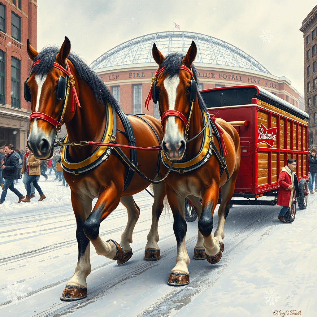 Budweiser Clydesdales in Snowy Nashville Celebration