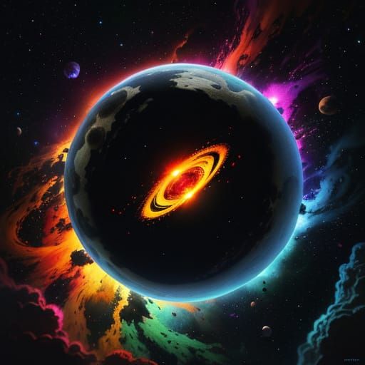 Planetary Collision in Sci-Fi Style