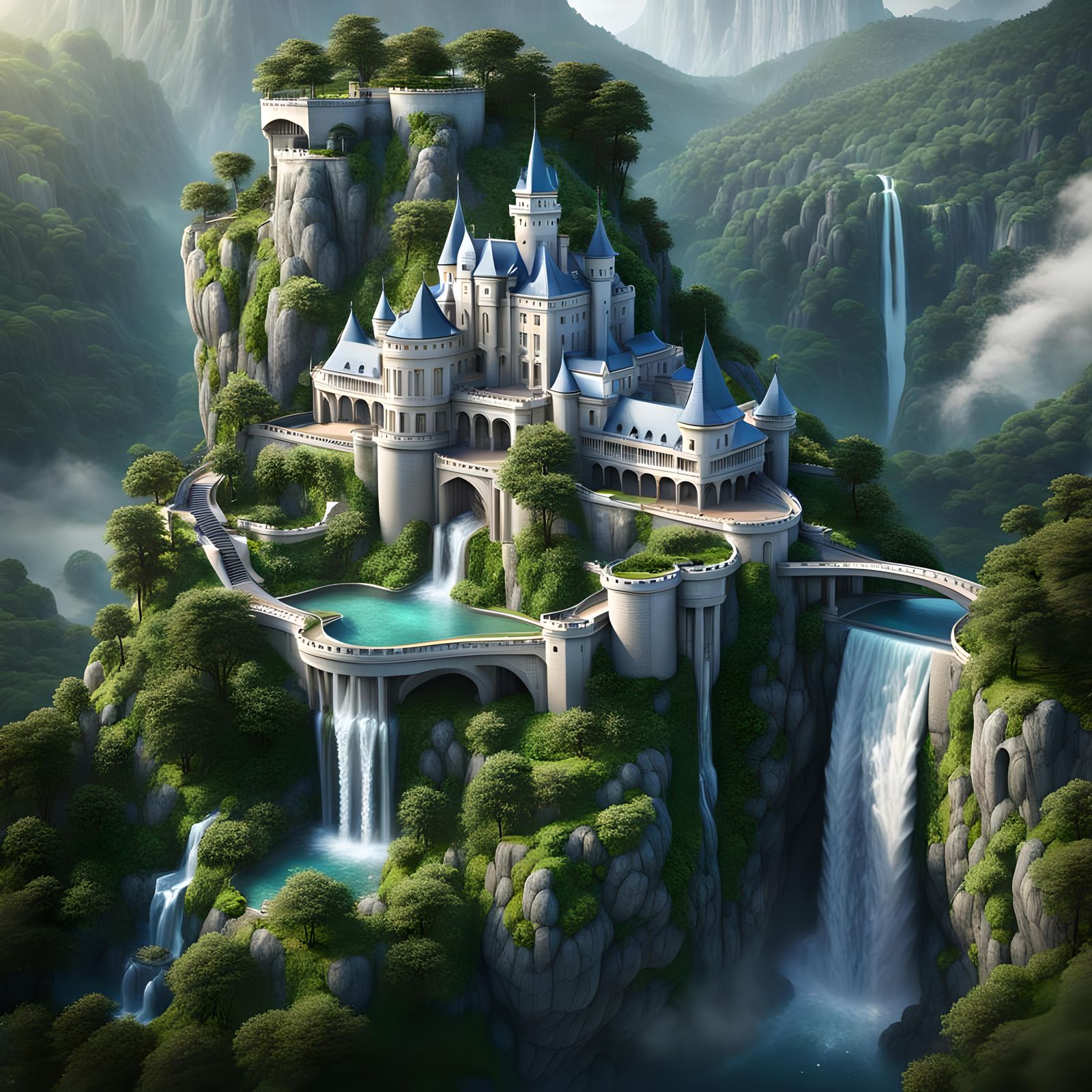 Futuristic Royal Castle on Mountain Top