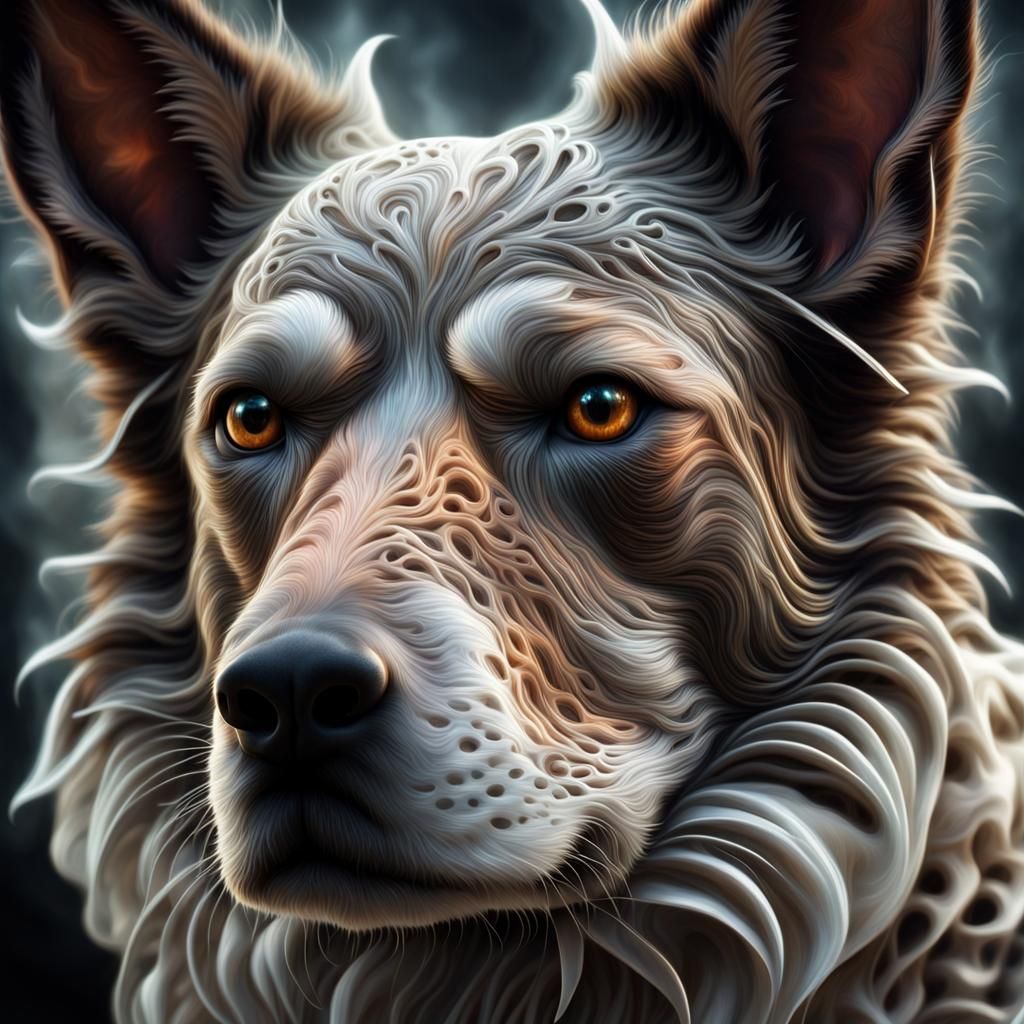 Hyperrealistic Fractal Dog: Fantasy Art in High Definition