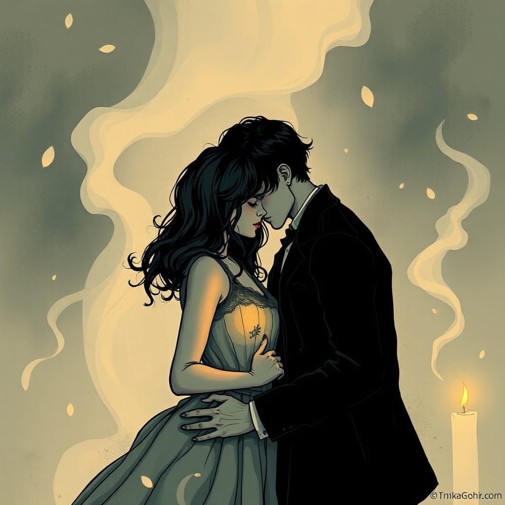 Whimsical Goth Emo Lovers in Delicate Ashes