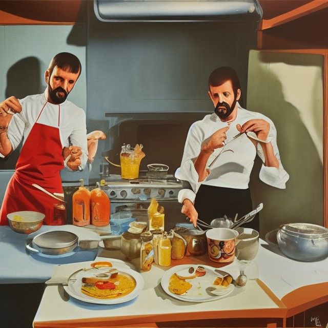 Ringo Starr Cooks Breakfast: Hyperdetailed Gouache Painting