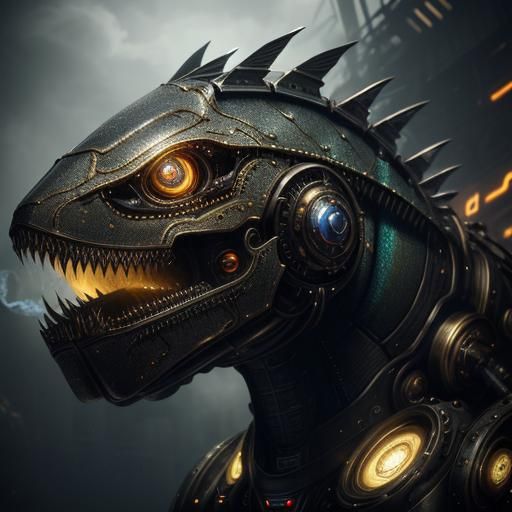 Steampunk Alien Fish in Faded Polaroid Photograph