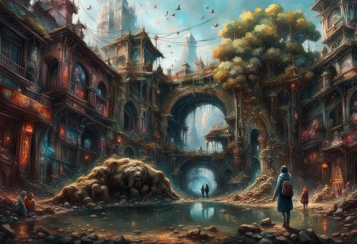 Majestic Fantasy Scene in Digital Watercolor Style