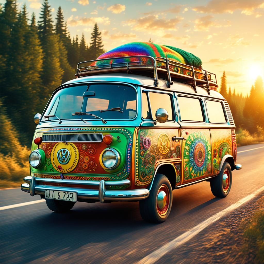 Rasta Alien's Psychedelic Road Trip in VW Van