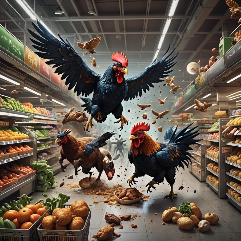 Space Chicken Battles Bull: Fantasy Concept Art