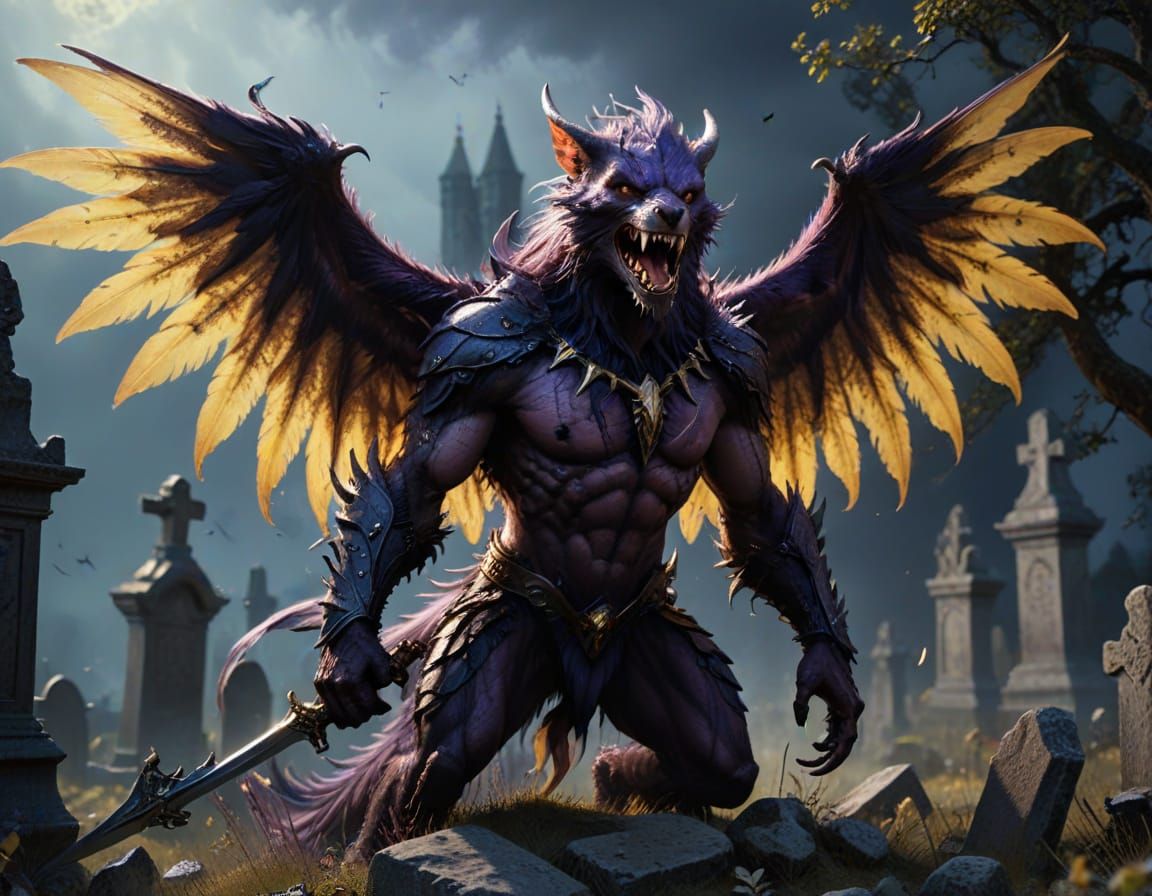 Nightmarish Flying Creature in Ancient Graveyard