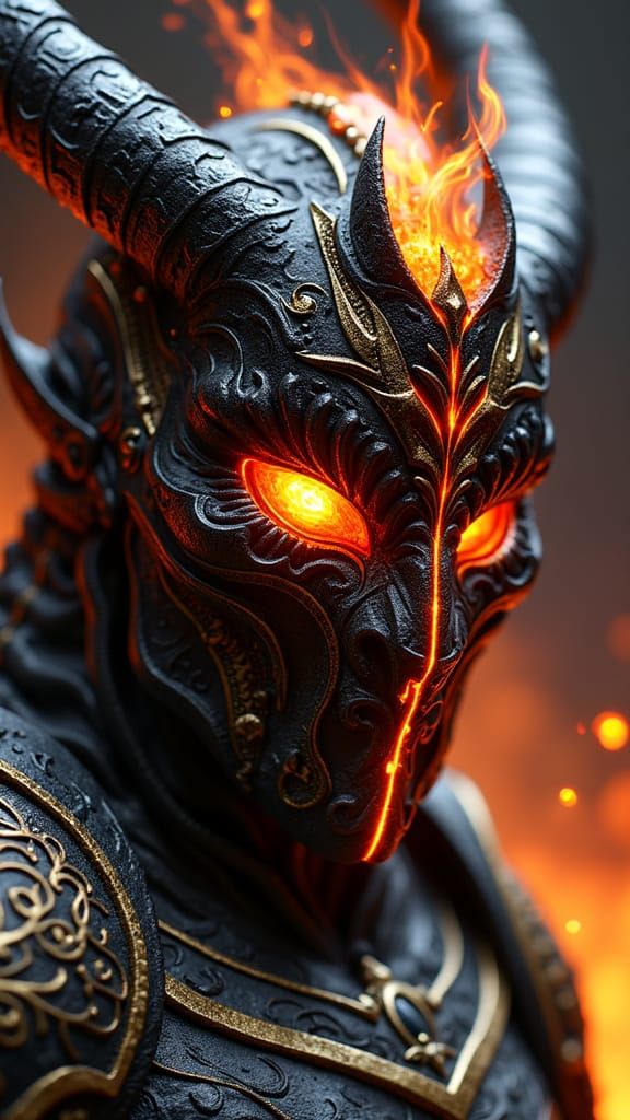Dark Armored Warrior with Molten Mask