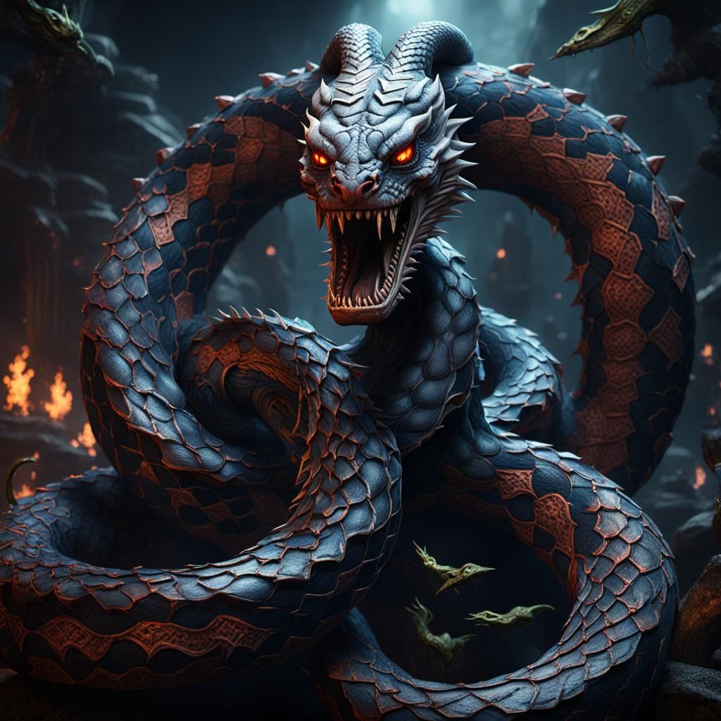Detailed Snake Demon Fantasy Concept Art