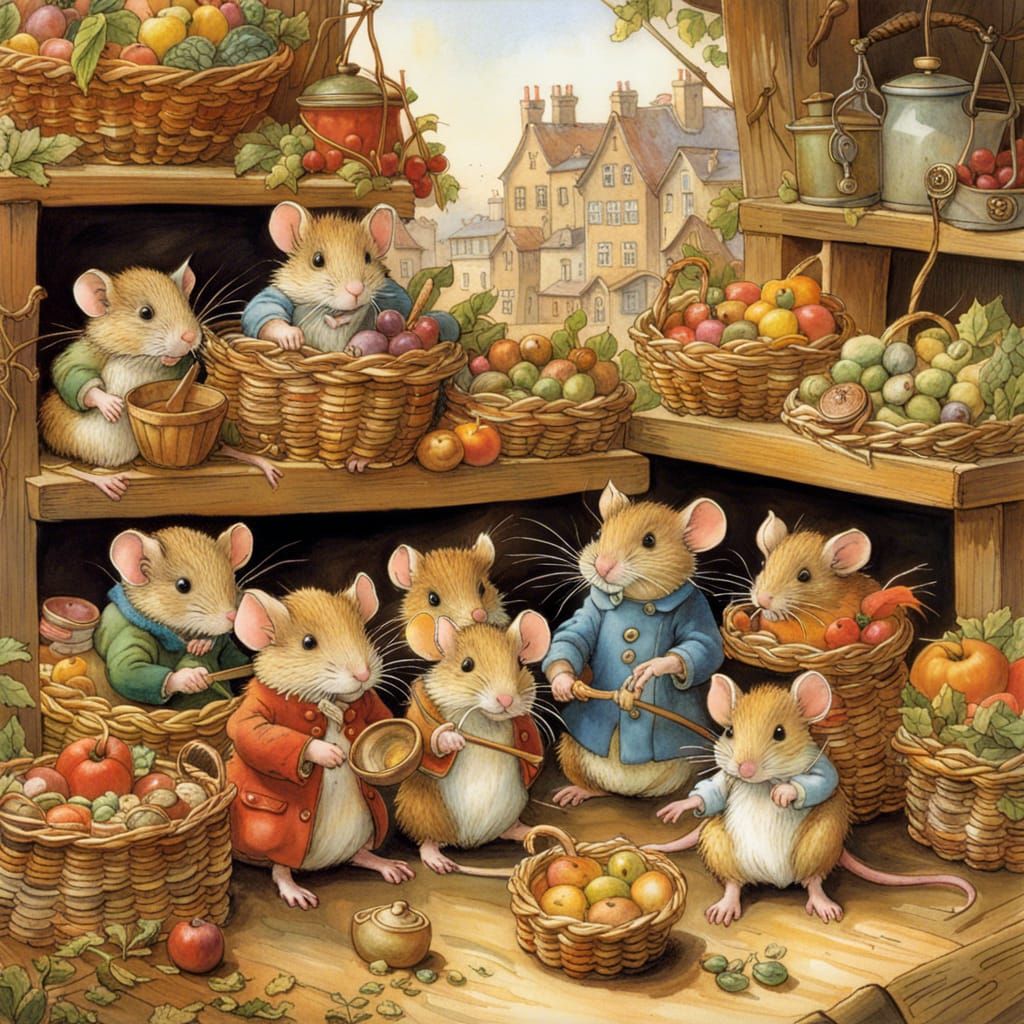 Charming Mice at the Market: Brambly Hedge Style