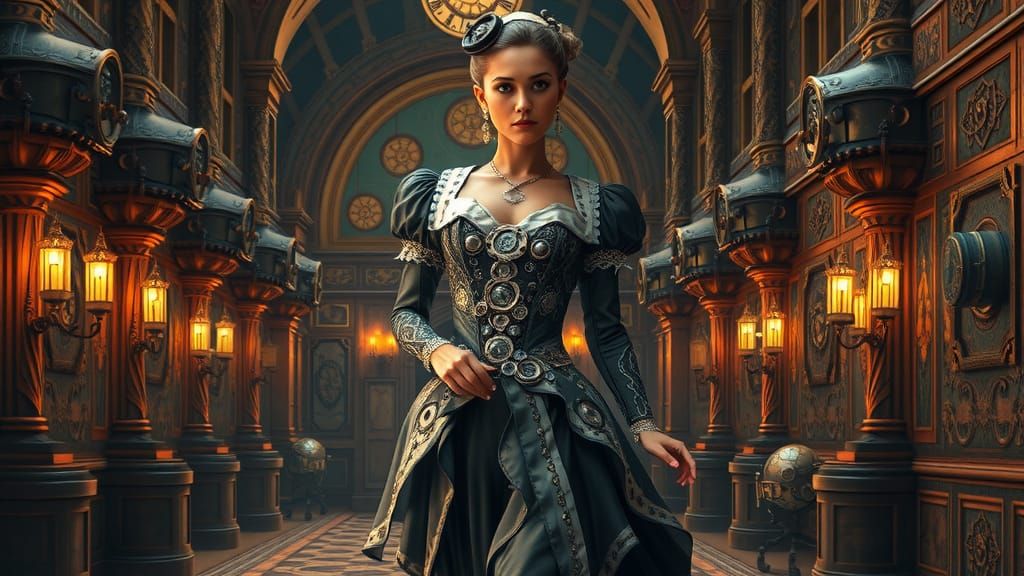 Steampunk Noblewoman in Hyperrealistic Style
