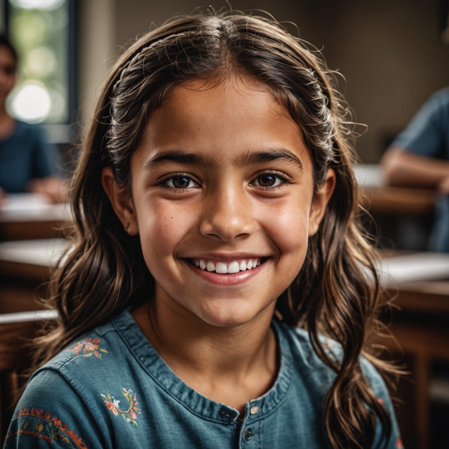 Smiling Hispanic Girl in Therapy: Hyperrealistic Image