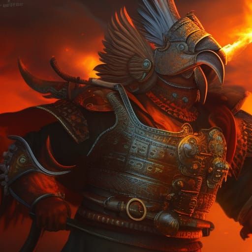 Viking Rooster Warrior with Sword and Armor