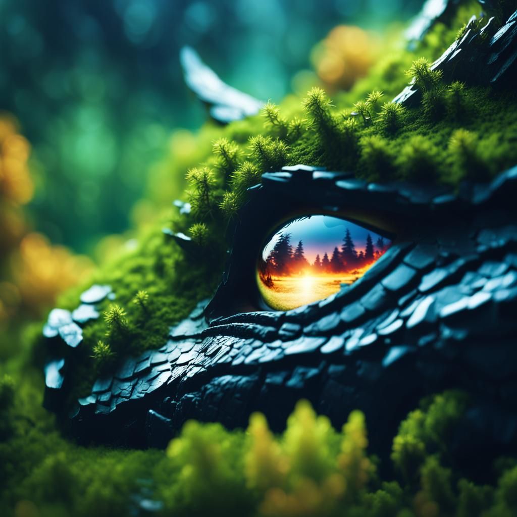 Epic Fantasy Eye Dragon with Luminous Landscape