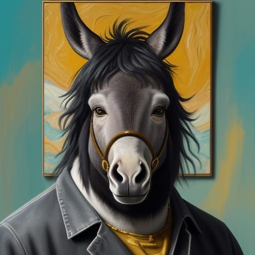 Donkey in Elvis-Inspired Art with Vibrant Colors