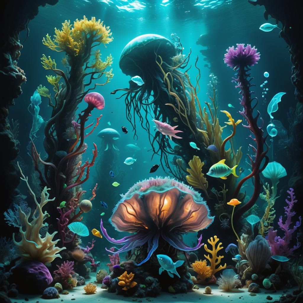 Ethereal Bioluminescent Abyss