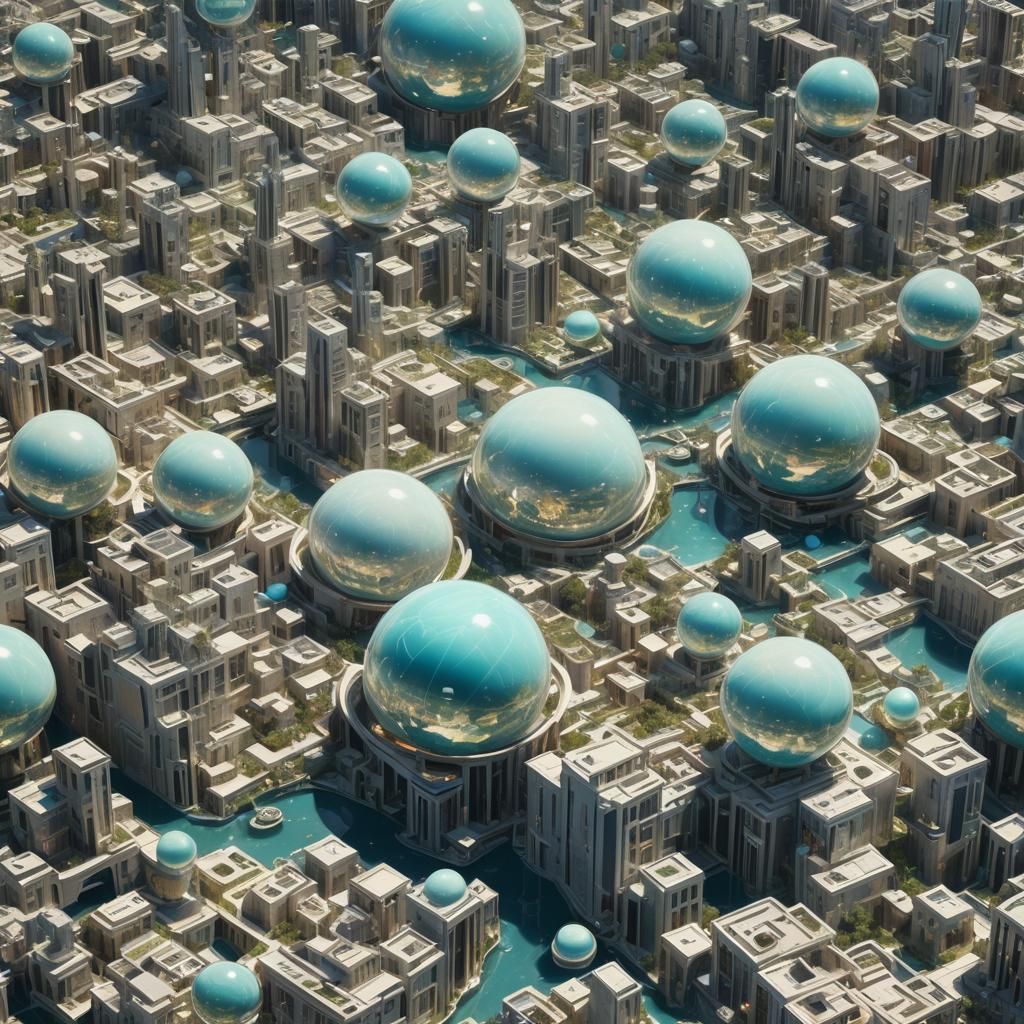 Floating Cybernetic Cities: Marble and Opal Dream