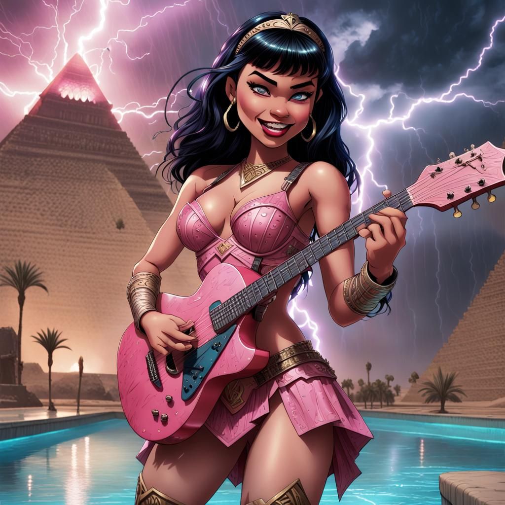 Bratz Warrior Princess Plays Guitar at Pyramids