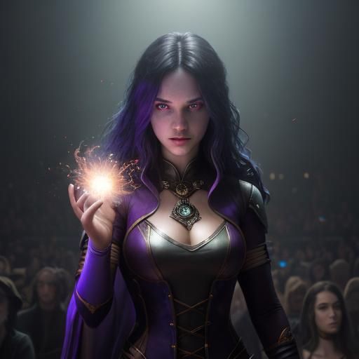 Teenage Girl Magician with Fire Powers in Dark Fantasy Art