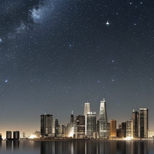 Stellar Cityscape in Digital Art Style