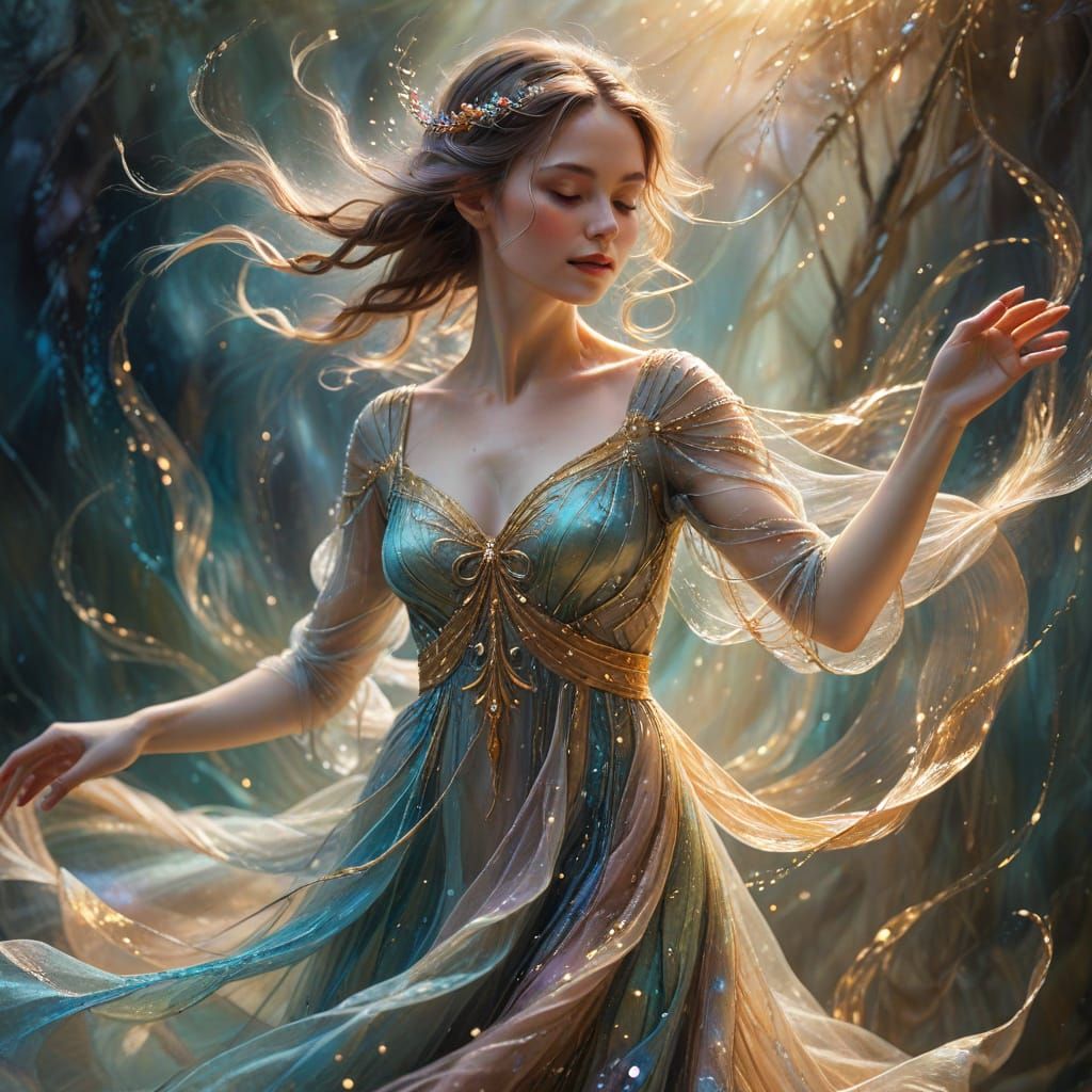 Fae Art: Dancing Woman in Flowing Dress