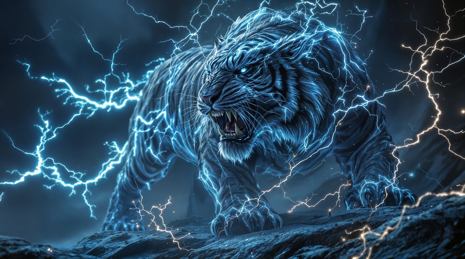 Dark Fantasy Tiger Unleashes Elemental Power